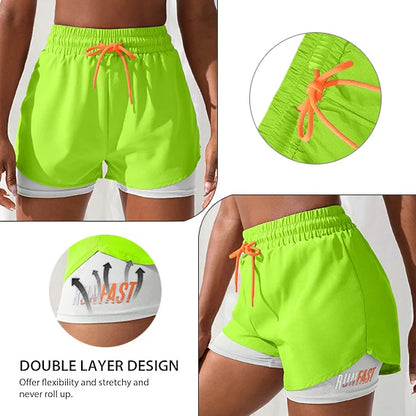 Women's High Rise Yoga Shorts With Elastic Proximity Control Running Shorts