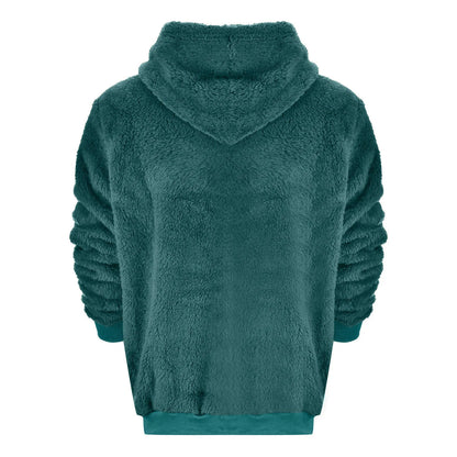 Men's Autumn Plush Hoodies Fuzzy Fleece Comfy