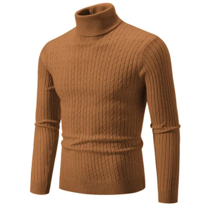 New Men's High Neck Sweater Solid Color Pullover