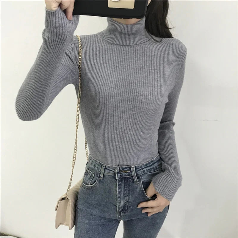 Autumn Winter Thick Sweater Women Knitted Ribbed