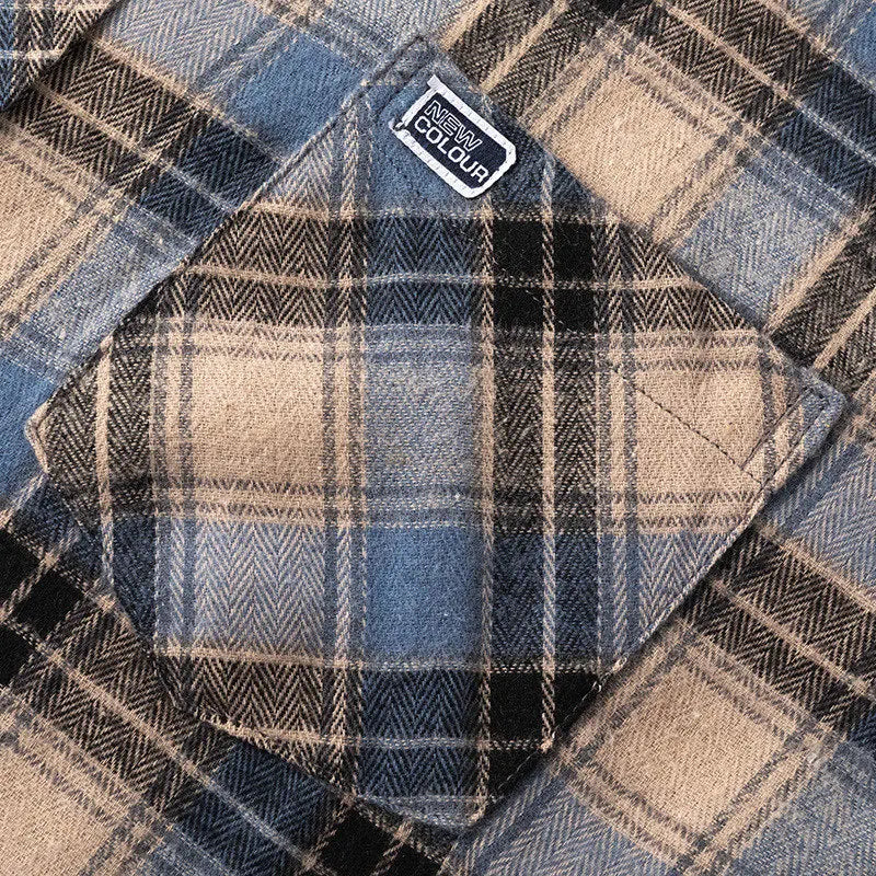 Men Shirt Plaid Flannel Spring Autumn Long Sleeve Blue Loose Men's Casual Shirt