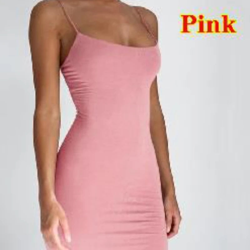Summer Spaghetti Strap Mini Dress 2025 Women Sexy Bodycon