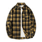 Men Shirt Plaid Flannel Spring Autumn Long Sleeve Blue Loose Men's Casual Shirt