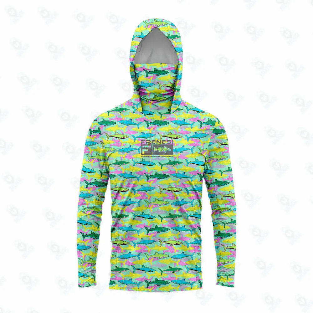 Fishing Shirts Men Sun Protection Hoodie Mask All-in-one