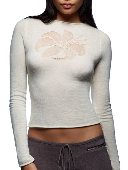 Women s Floral Long Sleeve Knit Sweater Cozy