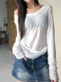 Women Long Sleeve T Shirt Thin Perspective Summer Solid Slim Casual Shirts
