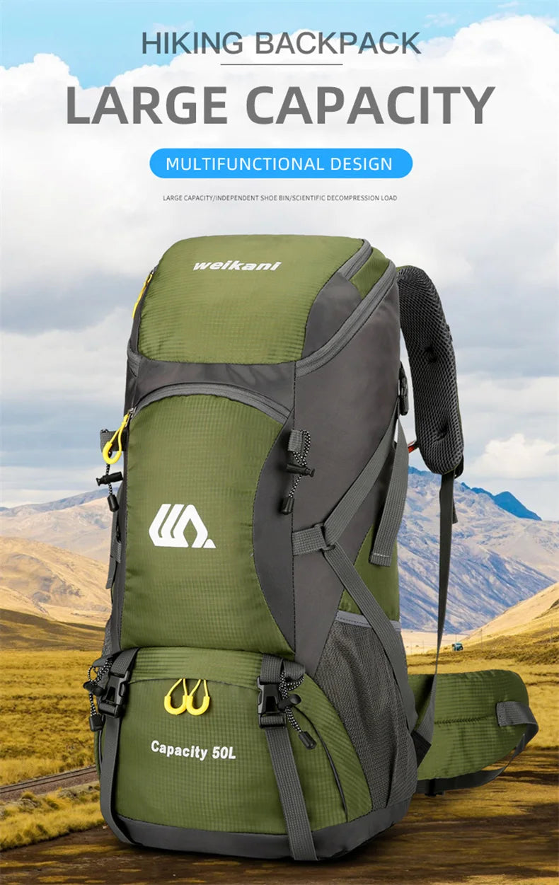 50L Travel Backpack Camping Men Large Hiking Bag