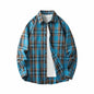 Men Shirt Plaid Flannel Long Sleeve Oversized Loose Cotton