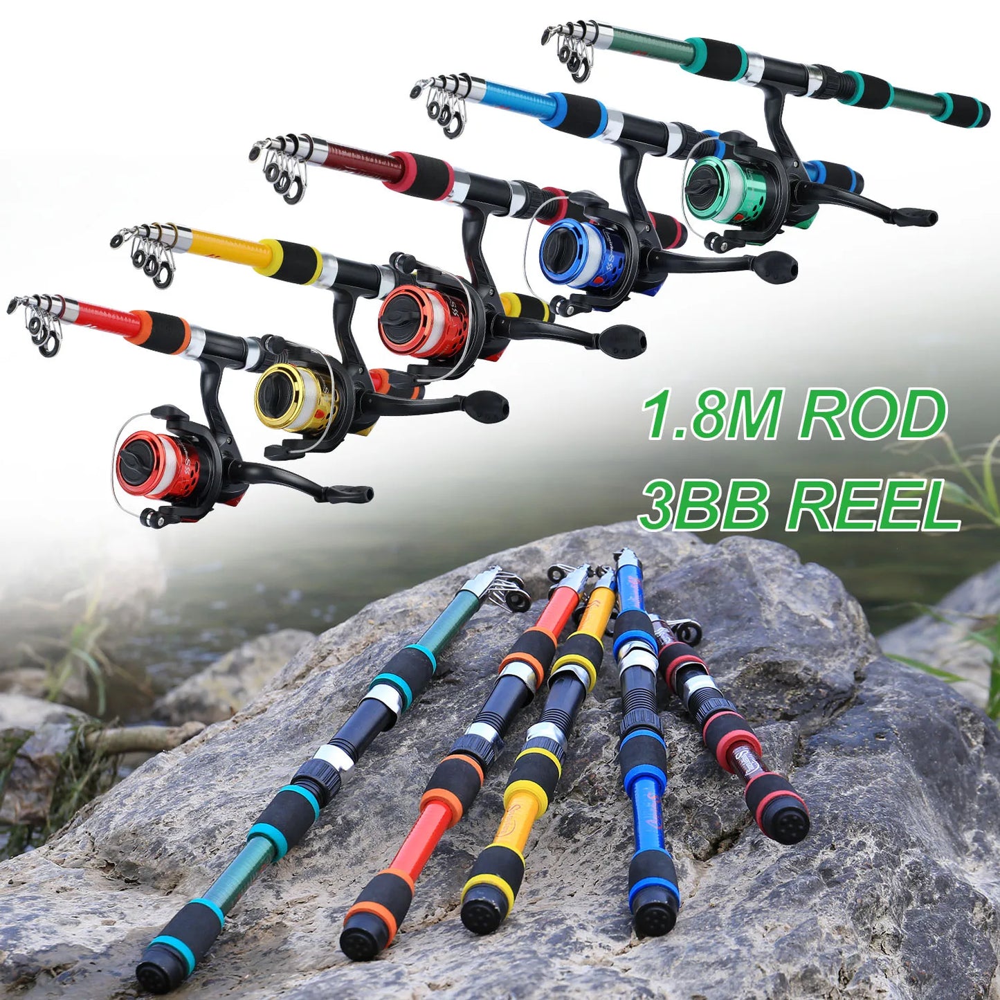 Spinning Fishing Rod and Reel Combo Telescopic Rod