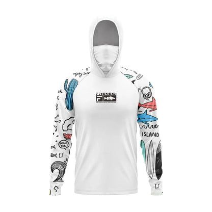 Fishing Shirts Men Sun Protection Hoodie Mask All-in-one