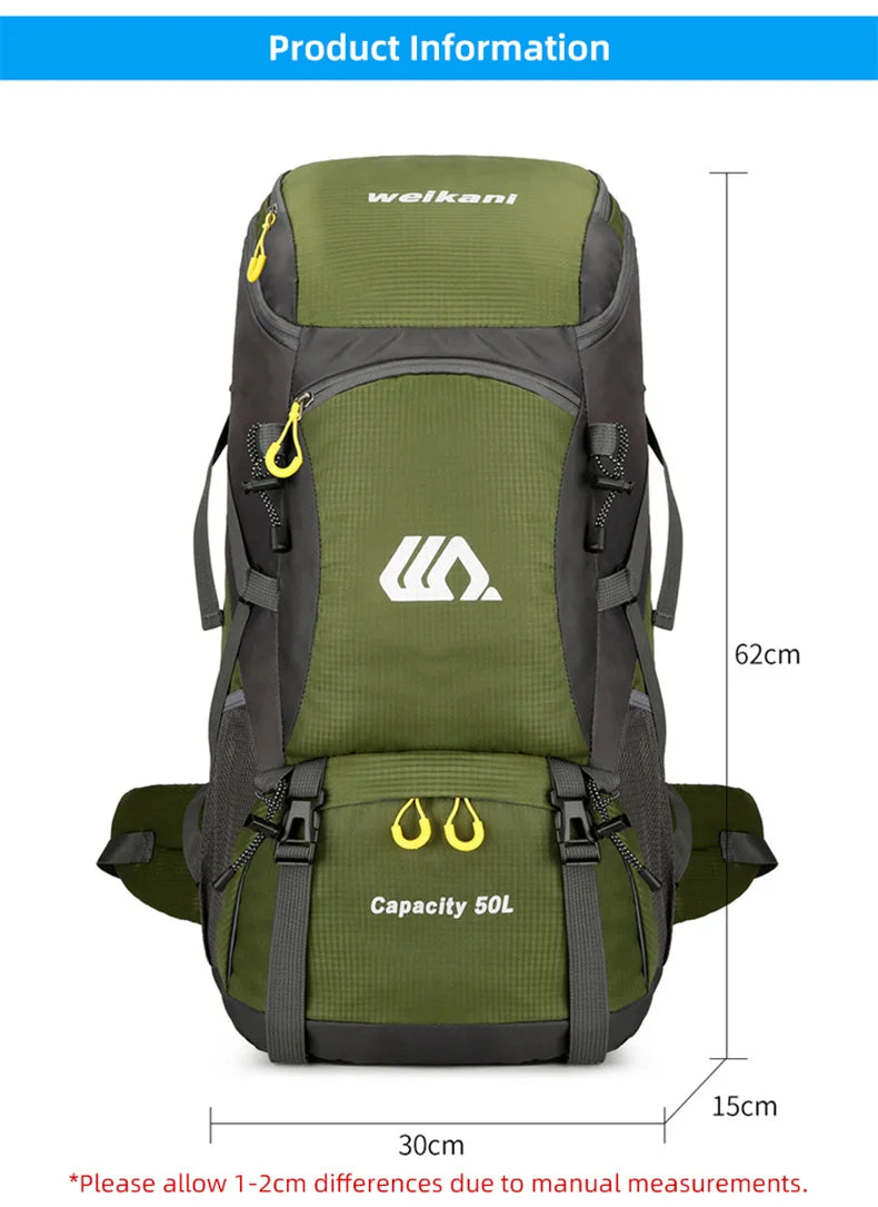 50L Travel Backpack Camping Men Large Hiking Bag
