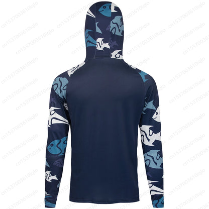 HUK UPF 50+ Long Sleeve Hooded Face Cover Fishing Shirts