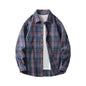 Men Shirt Plaid Flannel Long Sleeve Oversized Loose Cotton