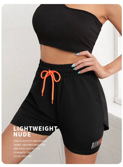 Women's High Rise Yoga Shorts With Elastic Proximity Control Running Shorts