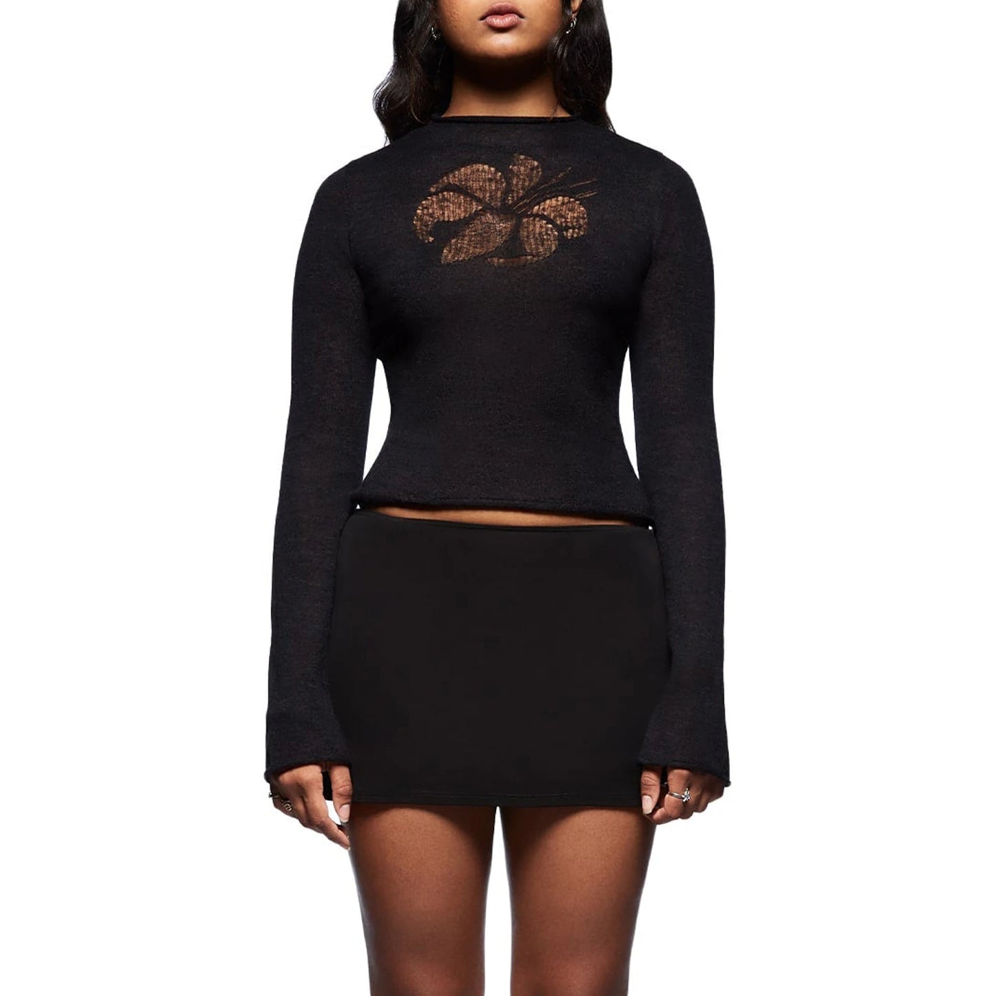 Women s Floral Long Sleeve Knit Sweater Cozy