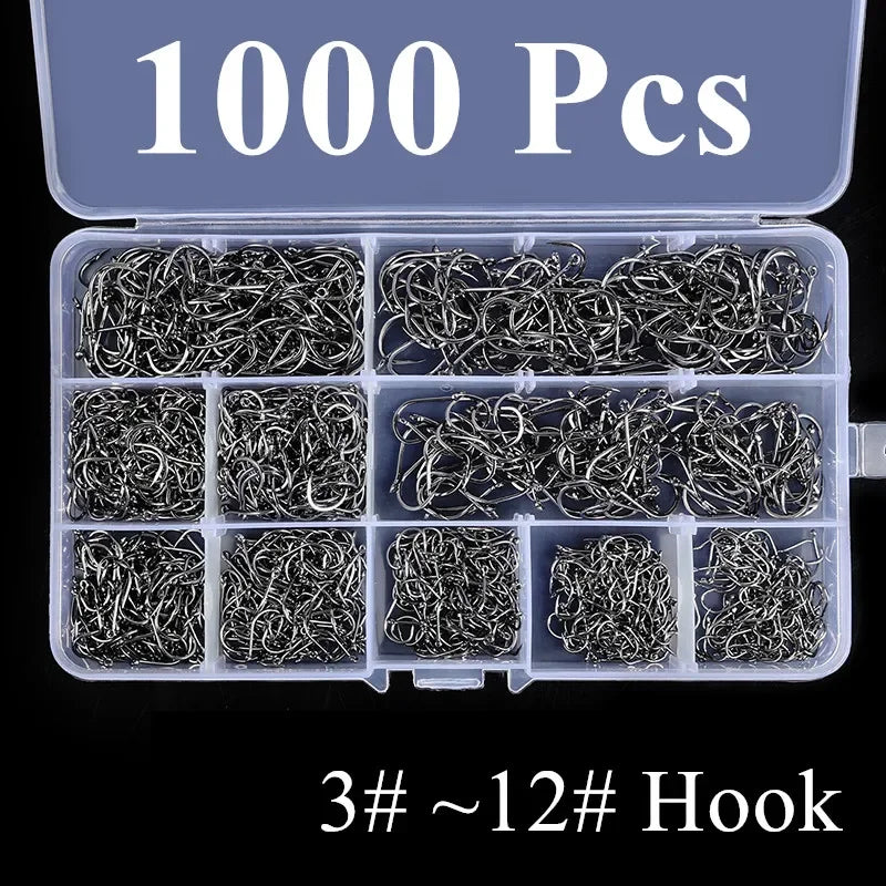 Fishing Hooks Set High Carbon Steel Barbed FishHooks