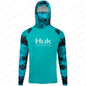 HUK UPF 50+ Long Sleeve Hooded Face Cover Fishing Shirts