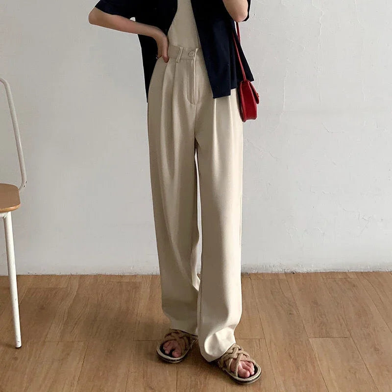 High Waist Women Suit Pants Fall Straight Office Ladies