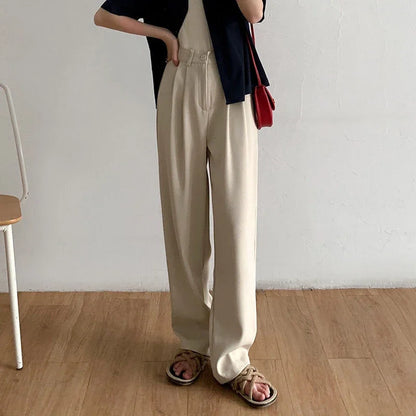 High Waist Women Suit Pants Fall Straight Office Ladies