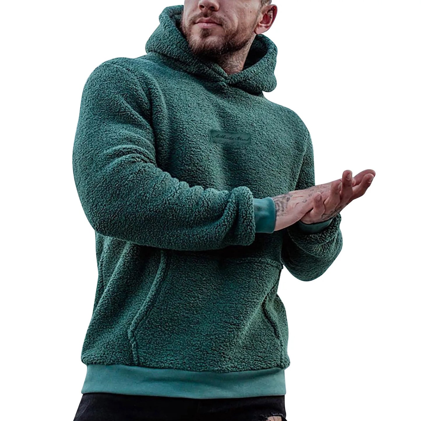 Men's Autumn Plush Hoodies Fuzzy Fleece Comfy