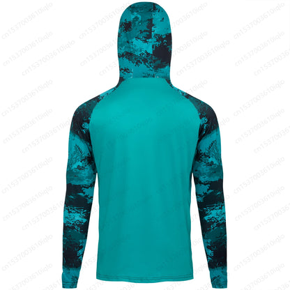 HUK UPF 50+ Long Sleeve Hooded Face Cover Fishing Shirts