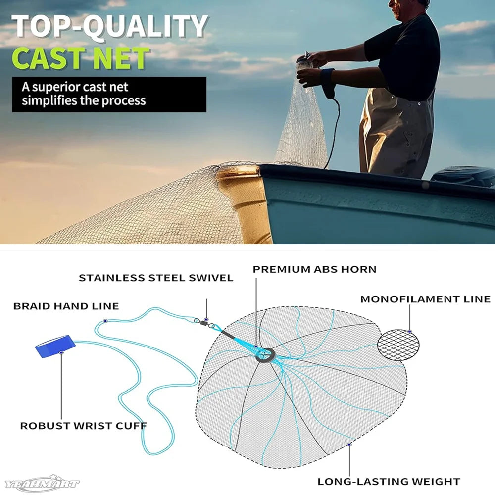 American Saltwater Fishing Cast Net for Bait Trap