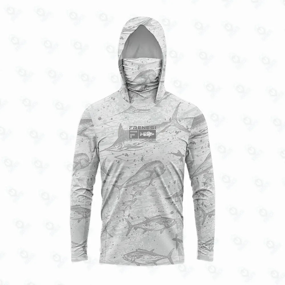 Fishing Shirts Men Sun Protection Hoodie Mask All-in-one