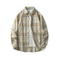 Men Shirt Plaid Flannel Long Sleeve Oversized Loose Cotton