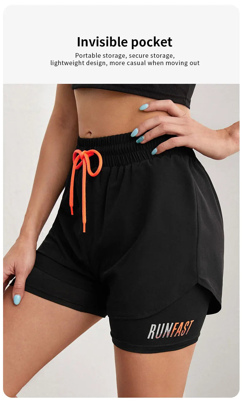 Women's High Rise Yoga Shorts With Elastic Proximity Control Running Shorts