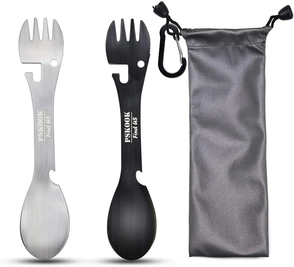 5-in-1 Utility Tactical Spork, Stainless Steel Spoon & Bottle Opener