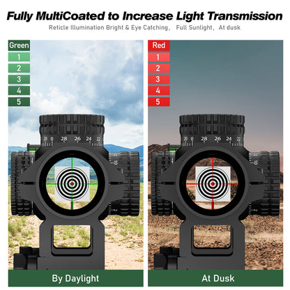 1-5X24 Tactical Optical Rifle Scope Red and Green Illuminated