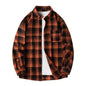 Men Shirt Plaid Flannel Spring Autumn Long Sleeve Blue Loose Men's Casual Shirt