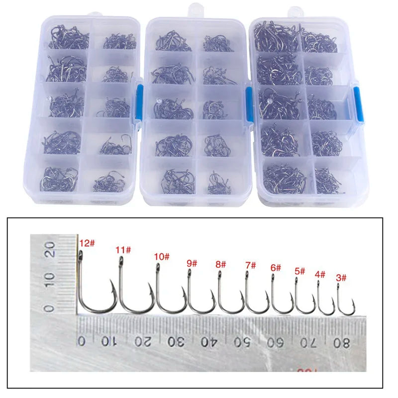 Fishing Hooks Set High Carbon Steel Barbed FishHooks