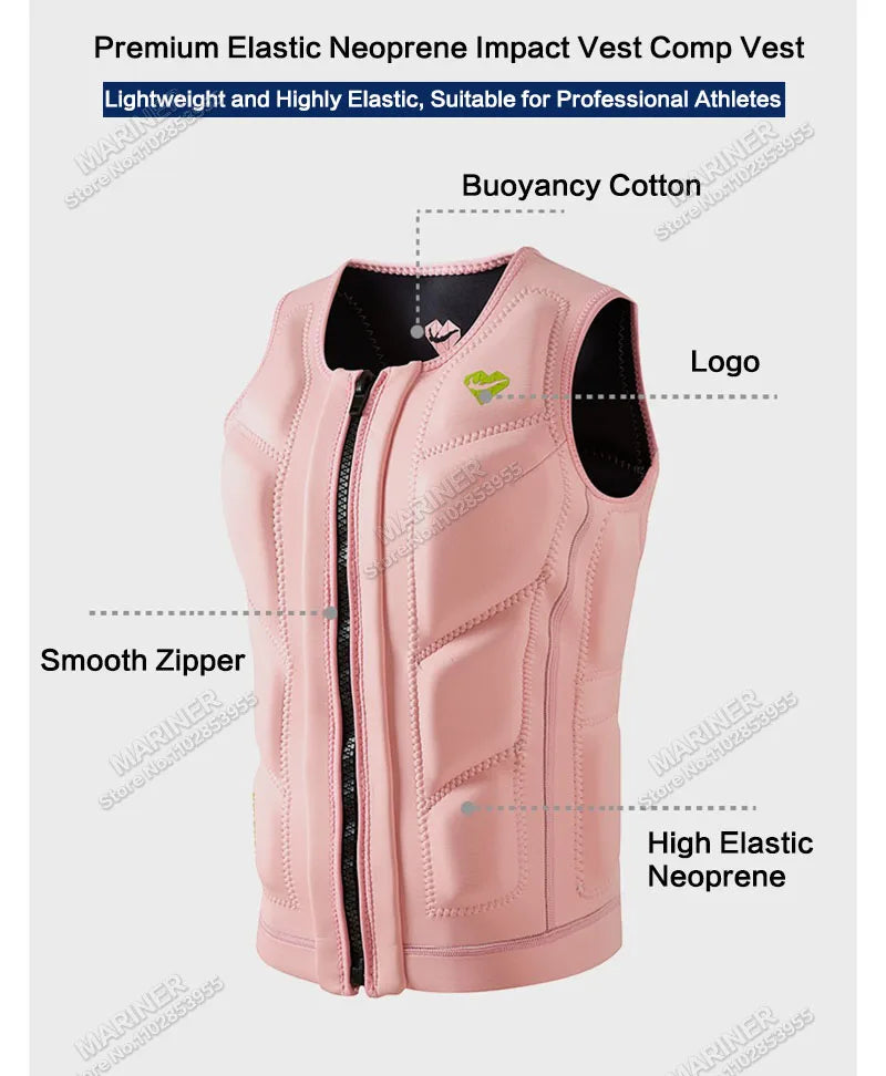 Premium Elastic Neoprene Impact Vest wake surfing Comp Vest