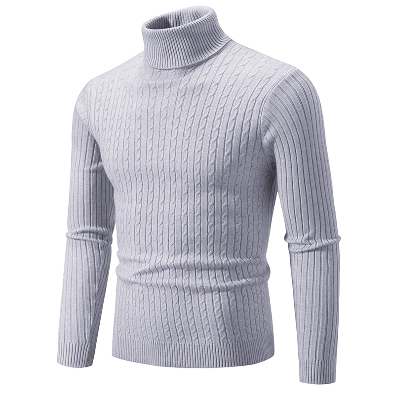 New Men's High Neck Sweater Solid Color Pullover