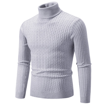 New Men's High Neck Sweater Solid Color Pullover