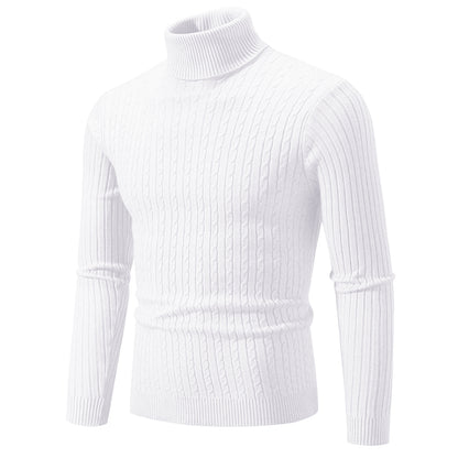 New Men's High Neck Sweater Solid Color Pullover