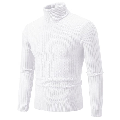 New Men's High Neck Sweater Solid Color Pullover