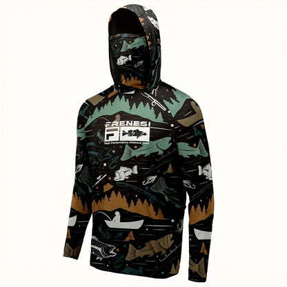 Fishing Shirts Men Sun Protection Hoodie Mask All-in-one