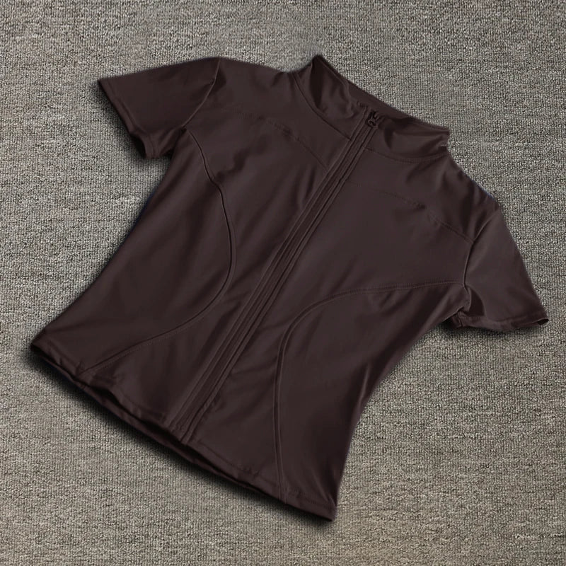 Women sport wear Slim Fit Polyester Quick-drying Full Zip Outdoor Fitness Running