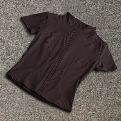 Women sport wear Slim Fit Polyester Quick-drying Full Zip Outdoor Fitness Running