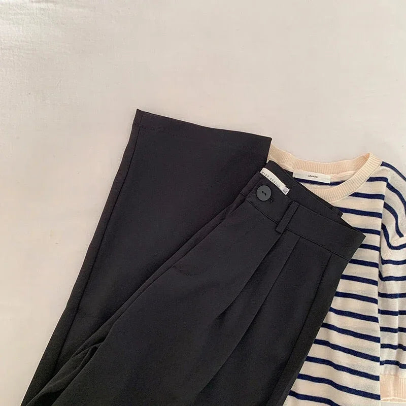 High Waist Women Suit Pants Fall Straight Office Ladies
