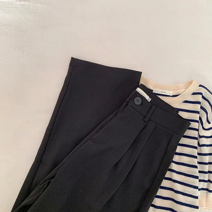 High Waist Women Suit Pants Fall Straight Office Ladies