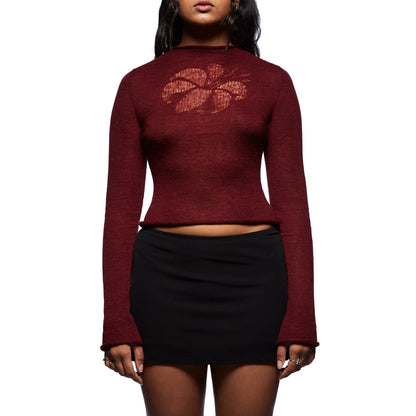 Women s Floral Long Sleeve Knit Sweater Cozy