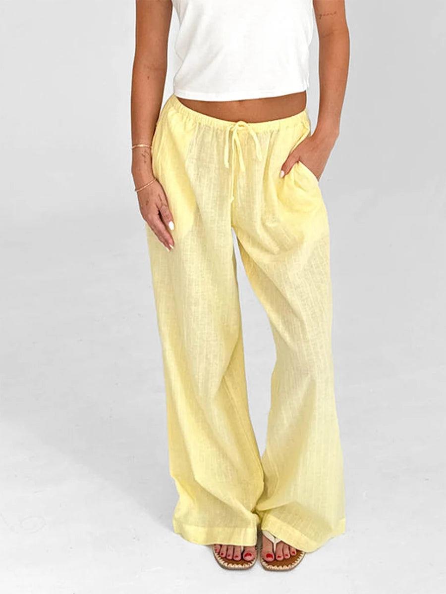 Women Loose Fit Pants with Drawstring Waist