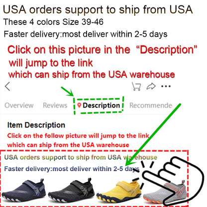 Men Women Water Shoes Quick Dry Non-Slip Five Finger Shoes