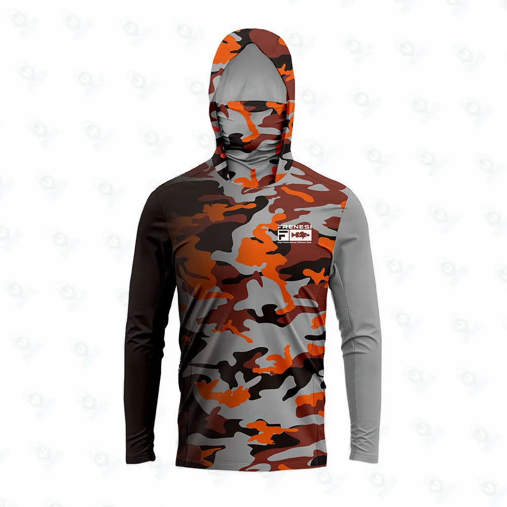 Fishing Shirts Men Sun Protection Hoodie Mask All-in-one