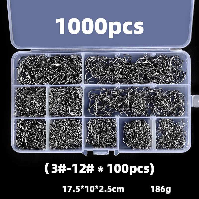 Fishing Hooks Set High Carbon Steel Barbed FishHooks