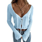 Fall Ladies Crop Top Long Sleeve Tie-up