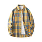 Men Shirt Plaid Flannel Long Sleeve Oversized Loose Cotton